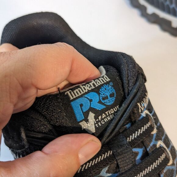 Timberland PRO Women's Powertrain Alloy-Toe Work Shoes Black Blue EUC SZ 8W - Picture 7 of 11